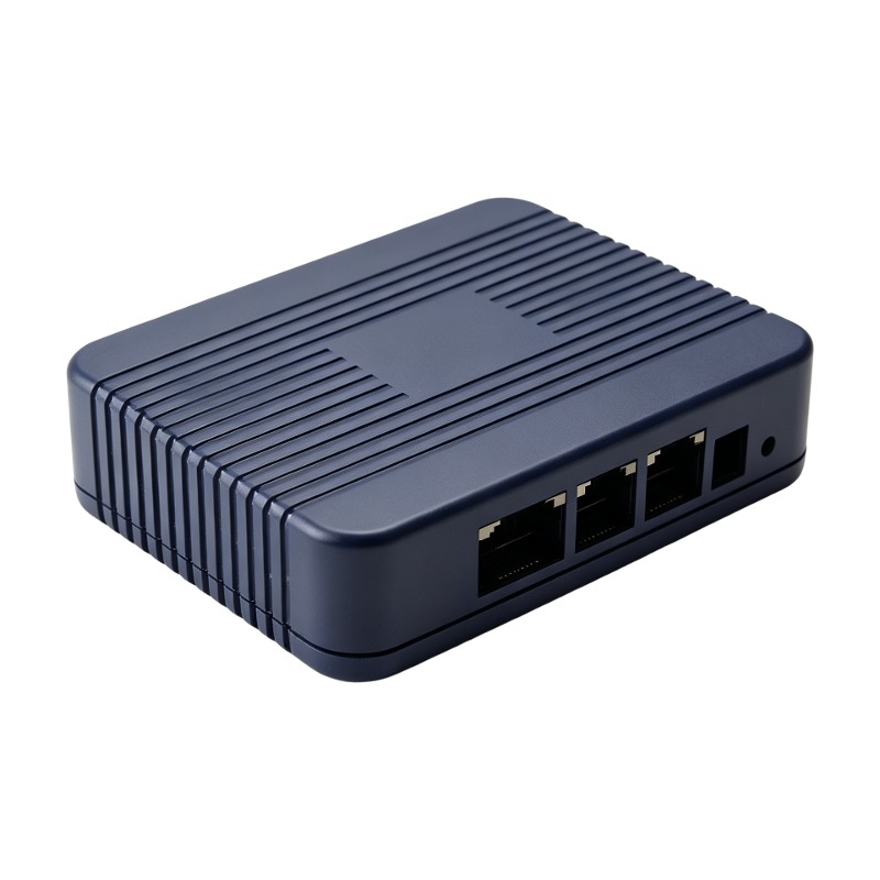 蓝色路由器外壳,带散热纹理与 RJ45 接口 2